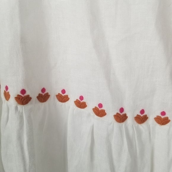 NWT Madewell White Embroidered Linen-Blend Raglan Ruffle Mini Dress XS Boho 70's - Picture 12 of 16